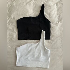GAP One-Shoulder Crop Tops in Black and White
